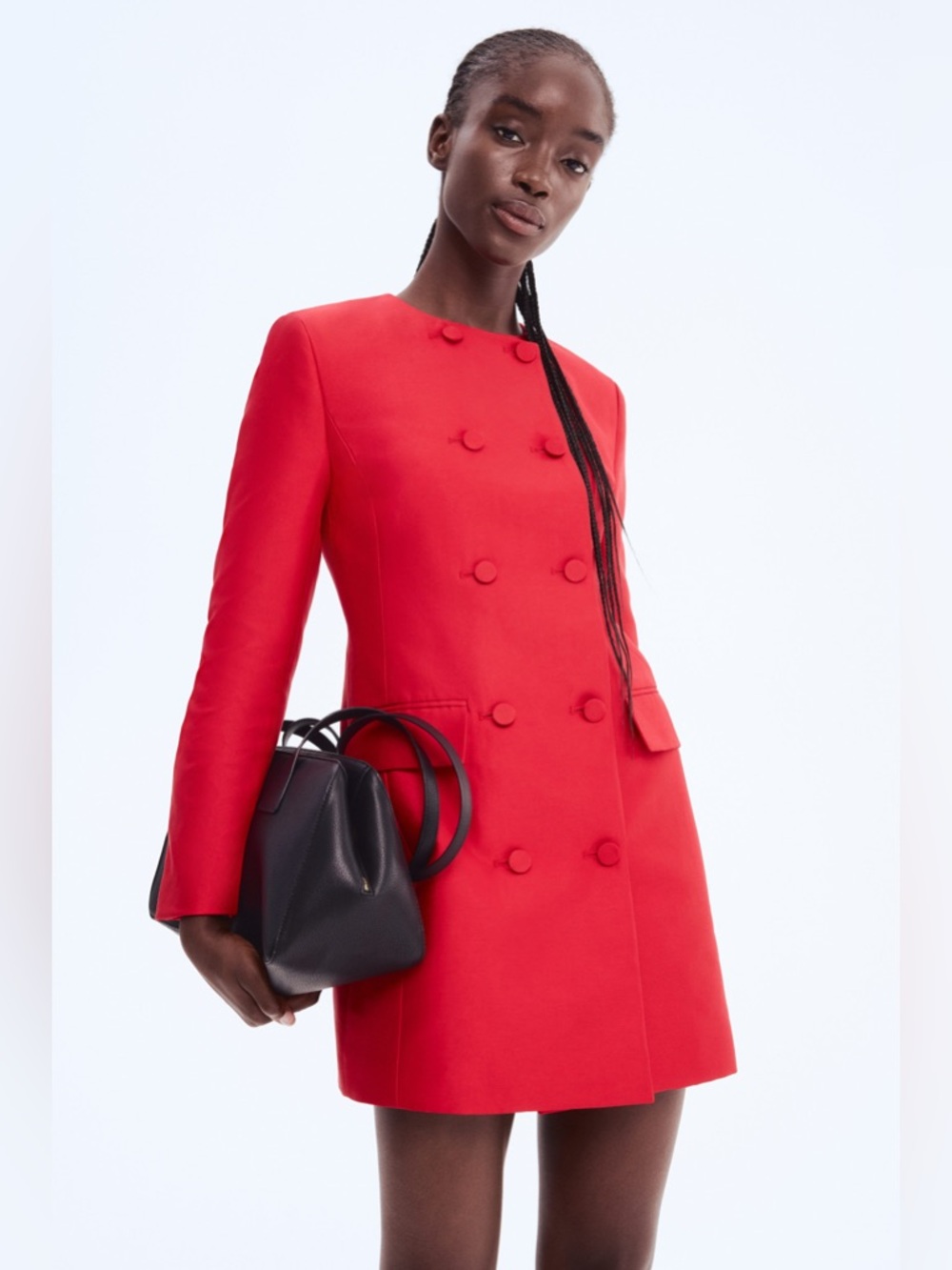 H&M Red Double-Breasted Mini Dress